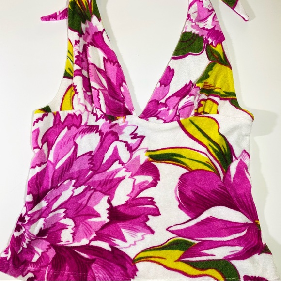 D&G Tops - D&G soft tropical terry halter top fuchsia lime